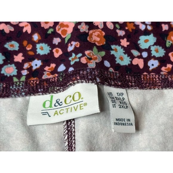 Denim & CO ACTIVE Women Floral Pocket Leggings Pants Stretch Pull on Size 1XP - Picture 3 of 7